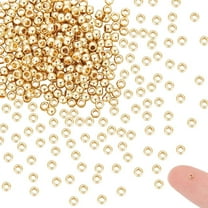 400pcs Real 24K Gold Plated Round Crimp Beads 2mm Stainless Steel Spacer Beads Clamp Ends Rondelle Beads Tiny Crimps Bracelet Necklace Jewelry Making