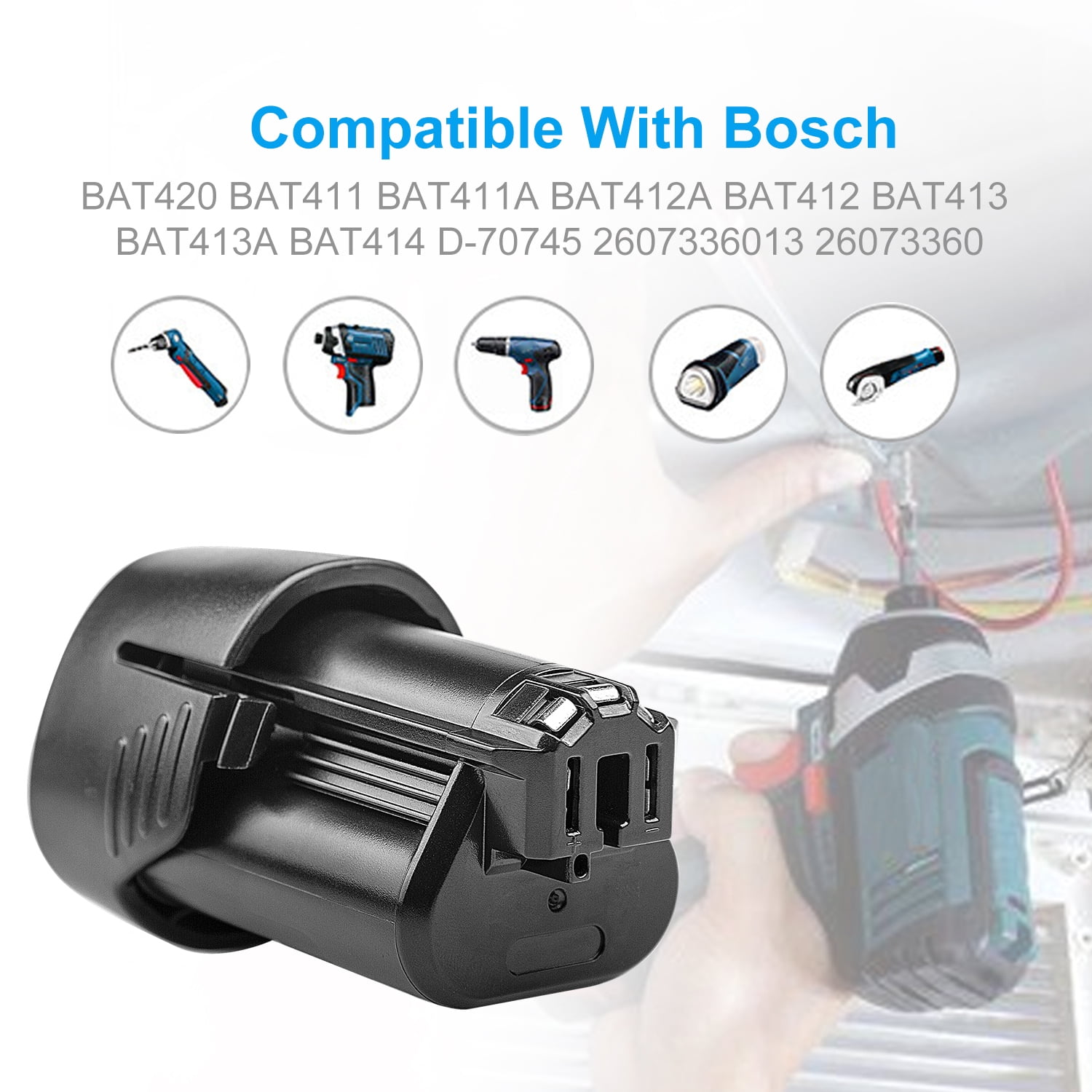 2Pack 3.0AH 10.8V Li-ion Battery for Bosch BAT411 GSR GSA GDR GOP GSB GWI 10.8V 