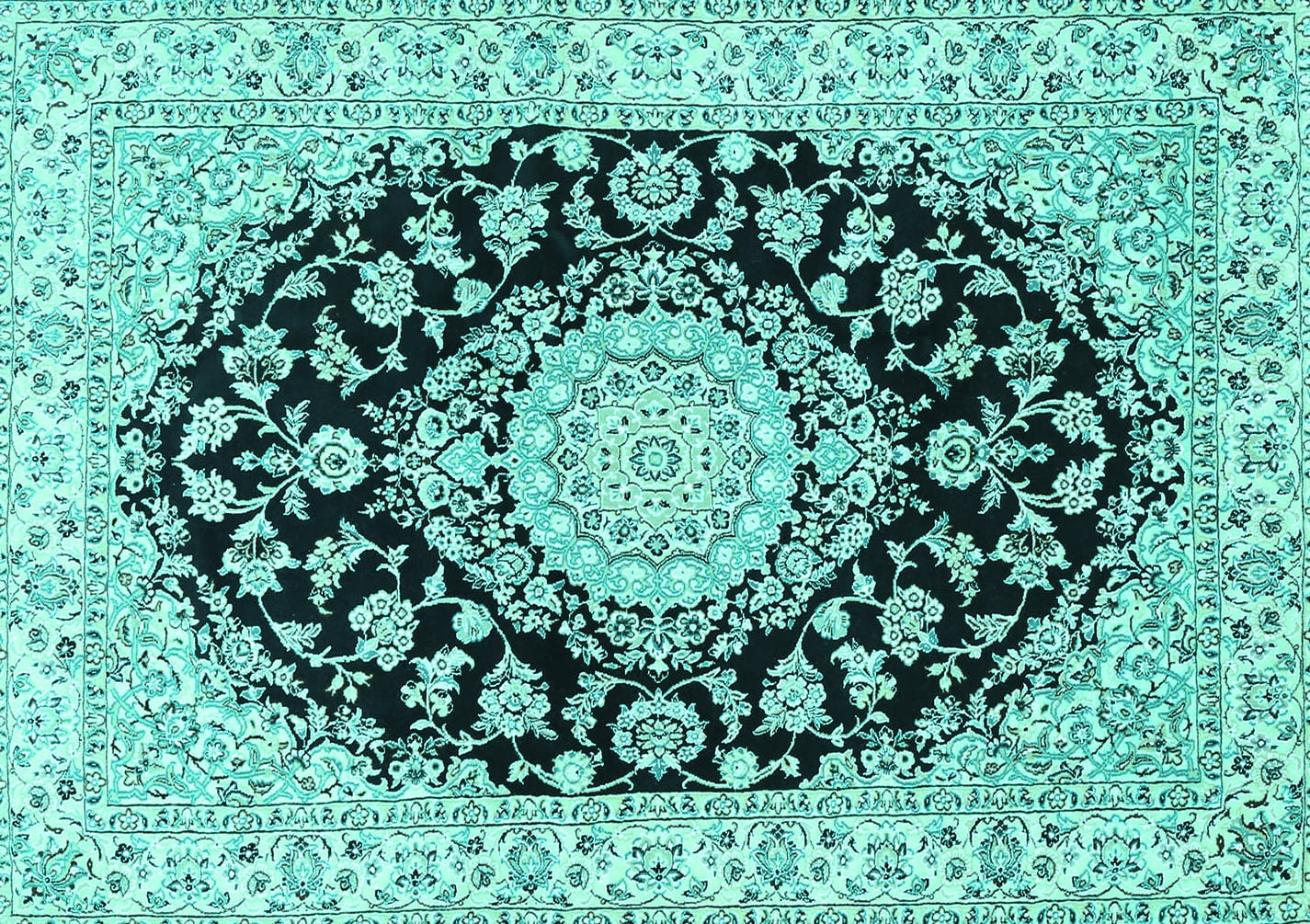 Ahgly Company Indoor Rectangle Medallion Turquoise Blue Traditional ...