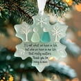thumbnail image 4 of Snowflake Shaped Sea Glass Friendship Decorative Hanging Ornaments, 1 Pack 3.15 Inch Pre-Tied White Ribbon Christmas Tree Decoration Keepsake Pendant Car Decor, 4 of 6
