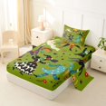thumbnail image 2 of Manfei Halloween Festival Twin Sheets 3pcs, Cartoon Witch Cat Flower Bedding, Green Red Orange,1 Fitted Sheet, 1 Flat Sheet and 1 Pillowcase, 2 of 5