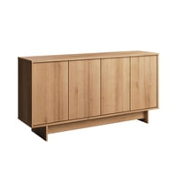 Prepac Natural Oak Finnley Sideboard Cabinet Buffet Cabinet with Storage Accent Cabinet for Living Room, Kitchen, Entryway Cabinet with Adjustable Shelves Push Latch System 16"D x 61.5"W x 30.75"H