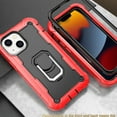 thumbnail image 5 of Dteck for iPhone 11 Case with Ring Holder Kickstand, Heavy Duty Full Body Shockproof Hybrid Bumper Silicone Hard Back Cover for iPhone 11,Red+Black, 5 of 5