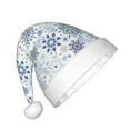 thumbnail image 2 of Honeii Retro ice blue snowflakes Print Hat Santa Claus Hat For Xmas Party, Christmas Caps For Boys Girls Child,Christmas Beanie, 2 of 6