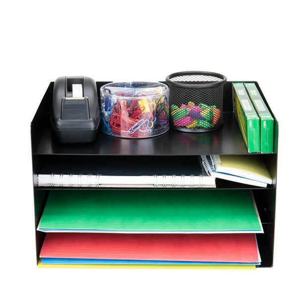 Mind Reader 4 Tier Letter Tray Document Sorter, Desk Storage Organizer