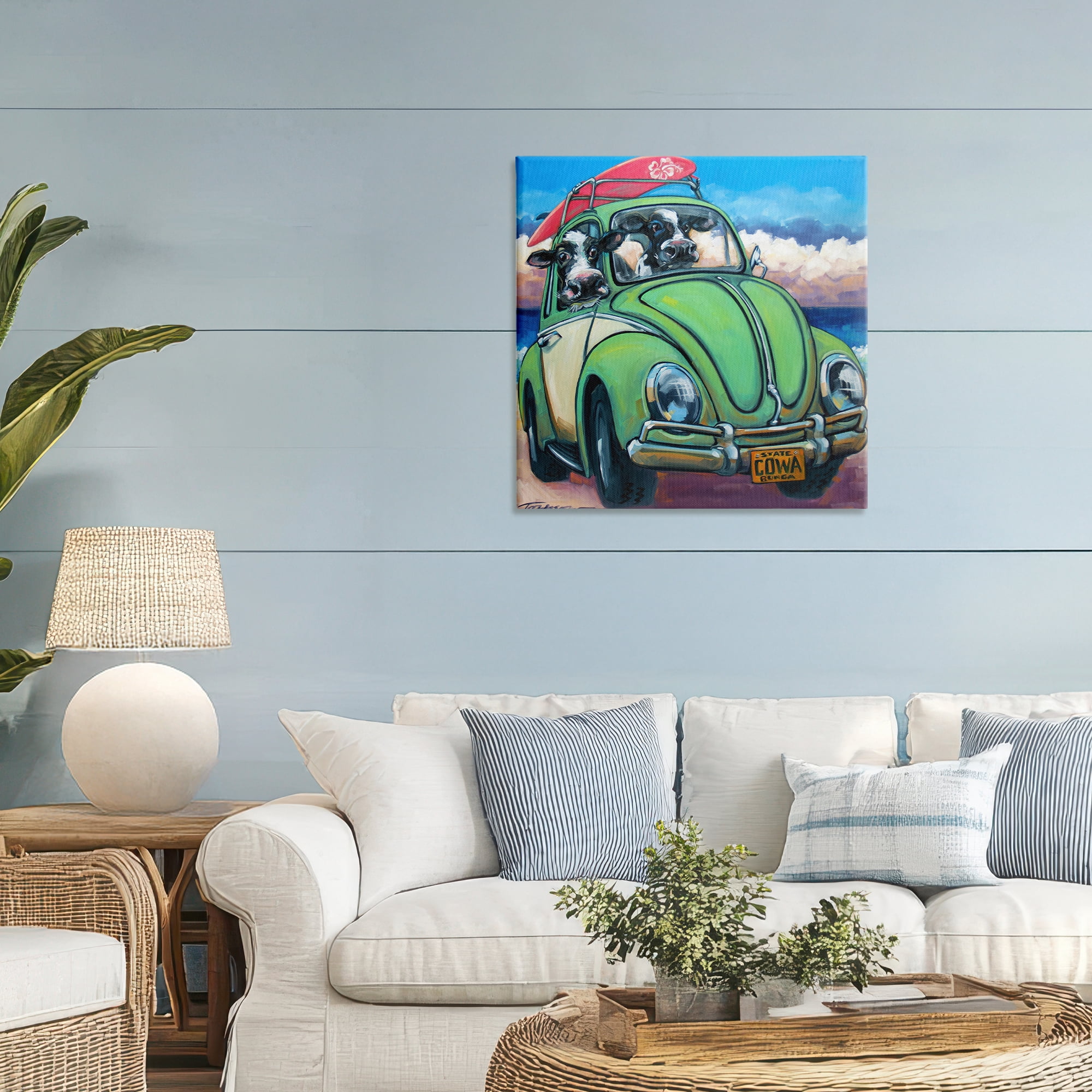 Stupell Industries Cowabunga Surfer Cows Canvas Wall Art, design by CR Townsend
