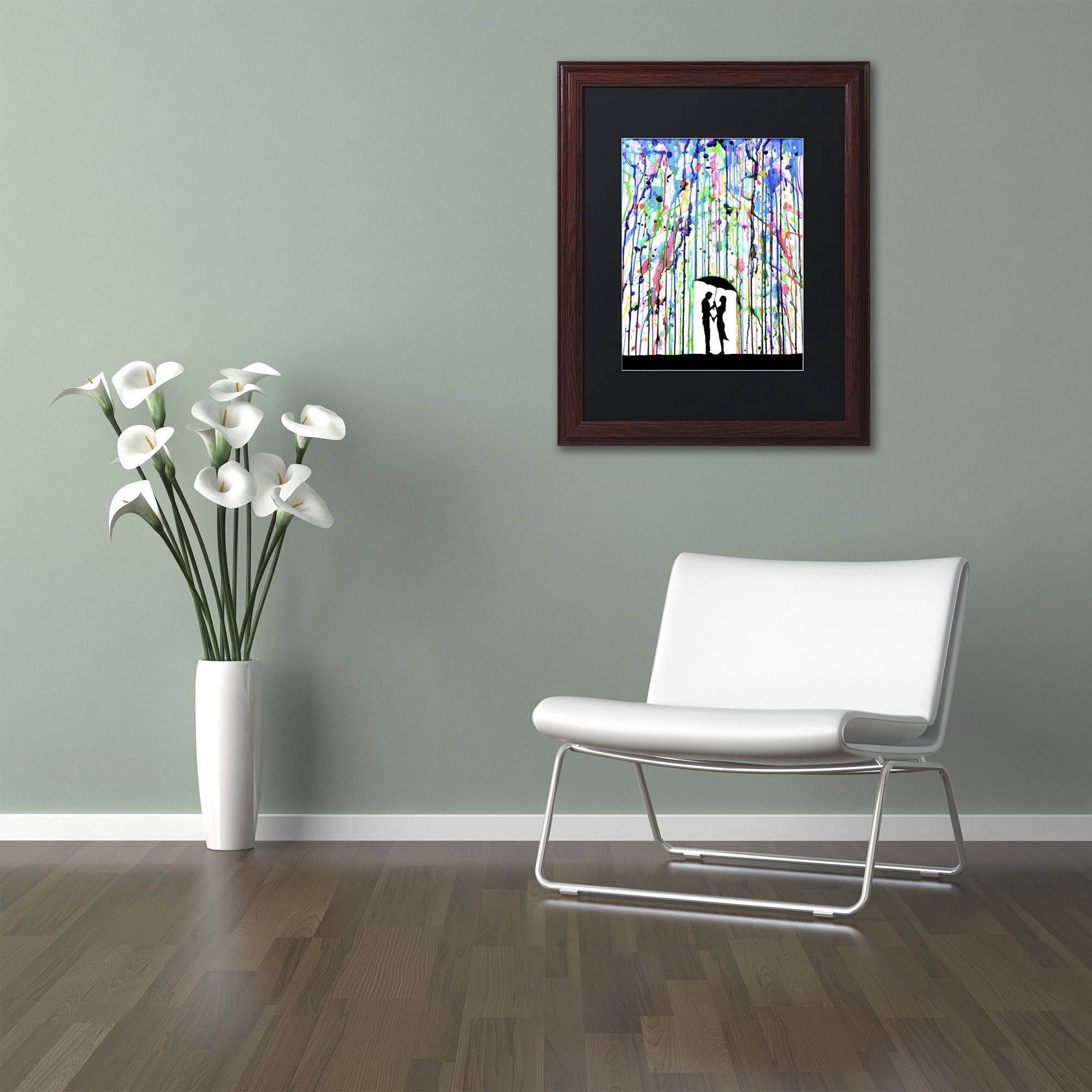 Trademark Fine Art 'Pour Deux' Canvas Art by Marc Allante, Black Matte, Wood Frame