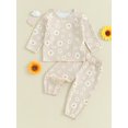 thumbnail image 2 of Bagilaanoe 2PCS  Baby Girl Pants Set Toddler Daisy Print Long Sleeve Sweatshirt Tops +  Sweatpants 6M 12M 18M 24M 3T 4T Kids Casual Sweatsuits, 2 of 9