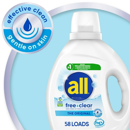 all Free Clear Liquid Laundry Detergent, 73 oz, 58 Loads