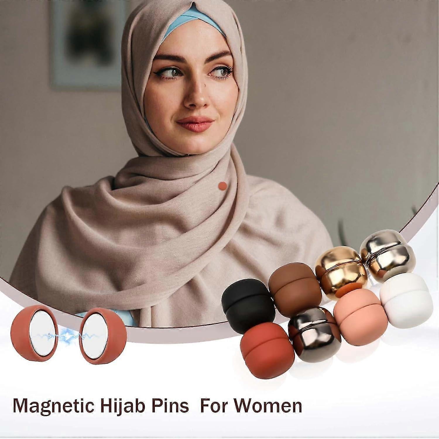 8 Pcs Hijab Magnet Pins, Multi-Purpose Strong Hijab Pins Colorful Hijab Magnets Pinless Brooch Small Magnetic Scarf Clasp