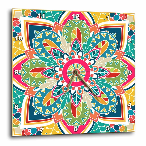 3drose Spanish Tile Design Medallion Wall Clock 10 By 10 Inch Walmart Com Walmart Com