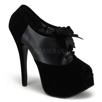 black velvet peep toe heels