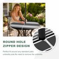 thumbnail image 4 of Round Outdoor Tablecloth with Umbrella Hole and Zipper, Black Striped Tablecloth with Elastic Waterproof, Black Ombre Farmhouse Stripes Patio Table Covers for 55" - 60" Picnic Pool Tables, 4 of 9