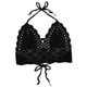 thumbnail image 1 of Top de sujetador de crochet atado con cuello en V, suave, delgado, ahuecado, top de bikini de punto con cuello halter de moda para mujer, negro L, 1 of 5