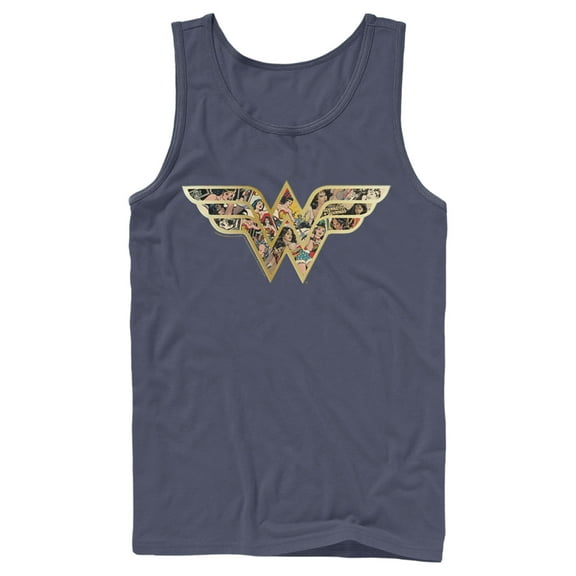 Men's Justice League Symbol Build Up Fill Tank Top Navy Blue 2X Large