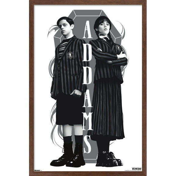 Wednesday: Season 2 (2025) - Addams Siblings Wall Poster, 14.725" x 22.375" Framed