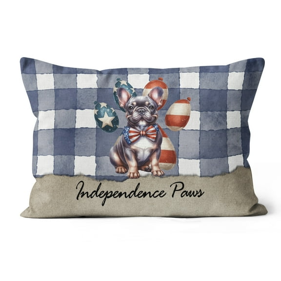 Patriotic French Bulldog 4th of July Independence Paws Pillow Cushion Double Sided Dog Lover Gifts Throw Pillow - 02010