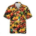 thumbnail image 3 of Camisa hawaiana con estampado 3D de fresa y kiwi para hombre, camisa hawaiana de verano con frutas tropicales, blusa de manga corta con botones para playa, 3 of 5