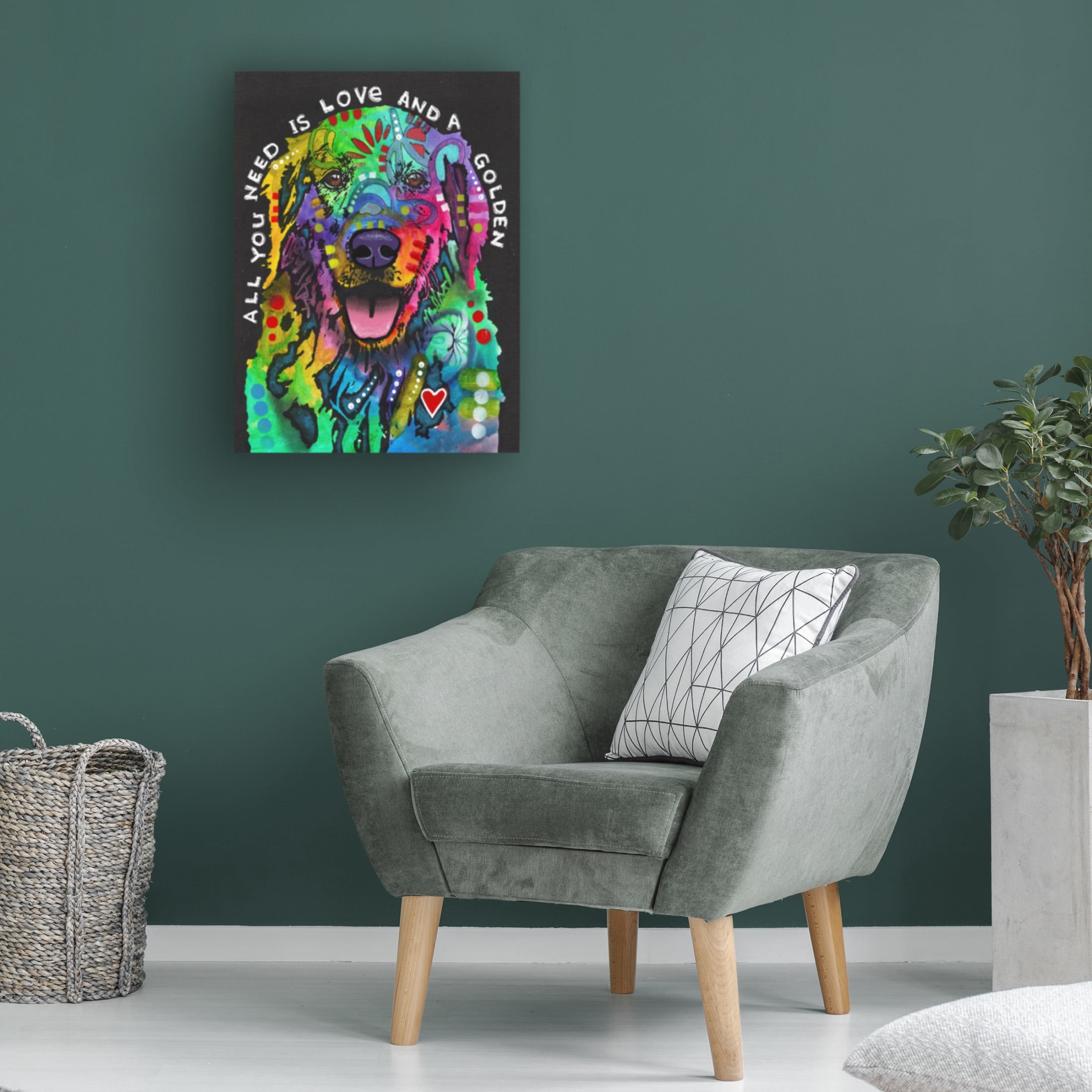 Canvas Wall Art - Dean Russo 'Love And A Golden' Wall Art for Living Room, Bedroom, or Office Décor by Trademark Fine Art - 18 x 24 Inches