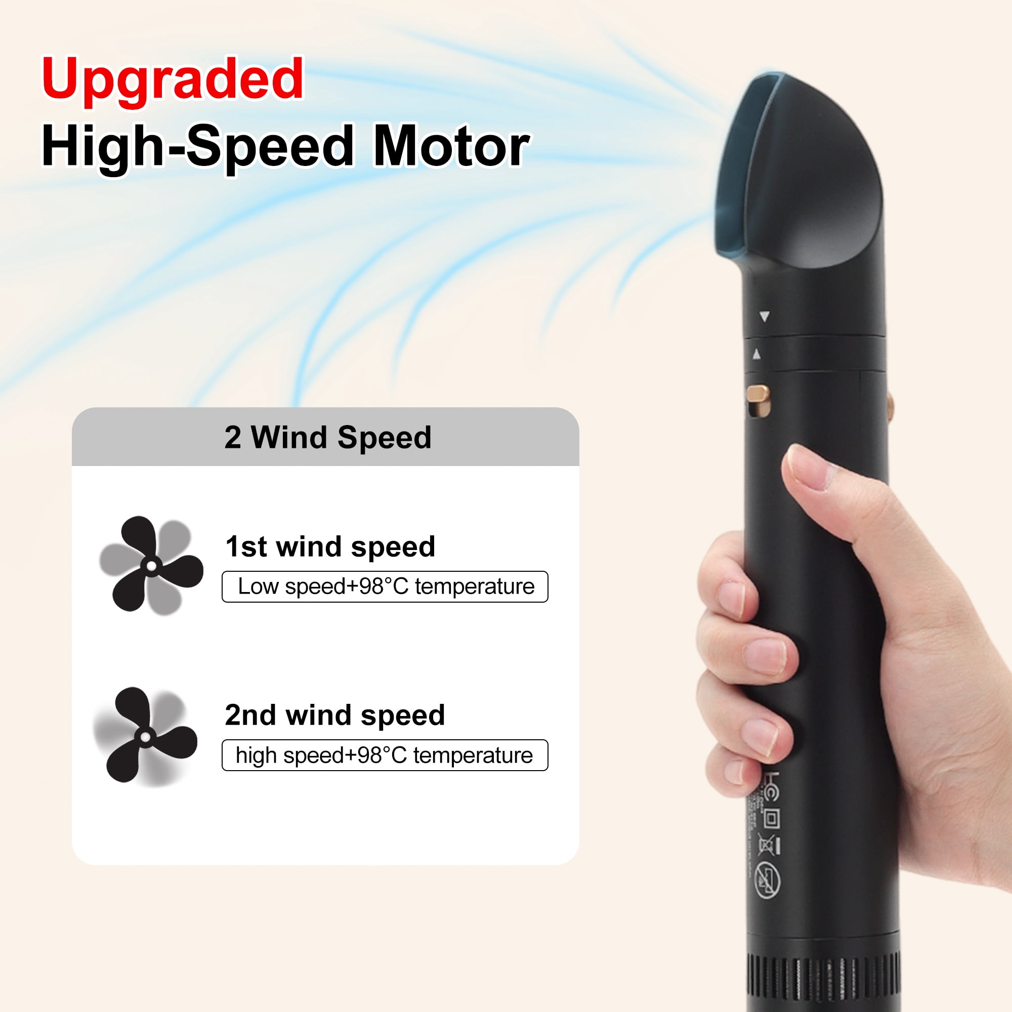 Unique Bargains 3 in 1 Air Styler Hot Air Rotating Blow Dryer Brush with Auto Curling Function Lightweight Hair Dryer & Volumizing Brush Black