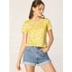 thumbnail image 3 of Top de blusa floral Allegra K de verano manga corta Amarillo M, 3 of 6
