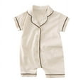 thumbnail image 4 of Birdeem Barboteuse pour Bébés Filles Combinaison d'Été Garçons et Filles Bébé Bouton Manches Courtes Col Rabattu Mignon Shorts Unis Barboteuses, 4 of 12