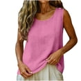 thumbnail image 4 of BUIGTTKLOP Women Cotton Linen Tank Tops Casual Sleeveless Summer Shirts Loose Fited Lightweight Crewneck Camisole, 4 of 6