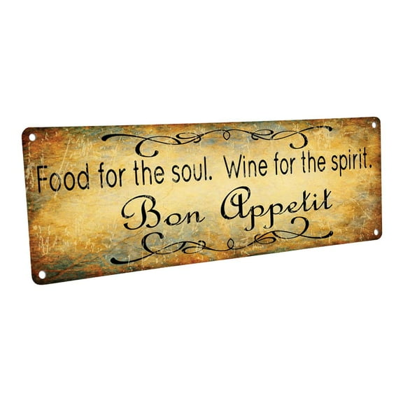 Bon Appetit 4"x12" Metal Sign, Wall Décor for Kitchen and Dining