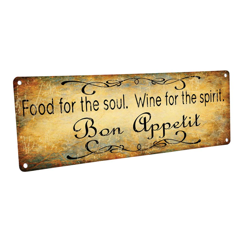 Bon Appetit 4"x12" Metal Sign, Wall Décor for Kitchen and Dining