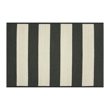 Mainstays 24" x 36" Black & White Cabana Stripe Outdoor Scatter Rug