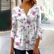 thumbnail image 2 of Camisetas de Cuello en V Mujeres, Impreso 3/4 Manga Blusa Casual Hecha de Cómodo Estante de Imitación para Toda la Temporada de Uso Diario, Camisetas Casuales de Mujer, 2 of 5