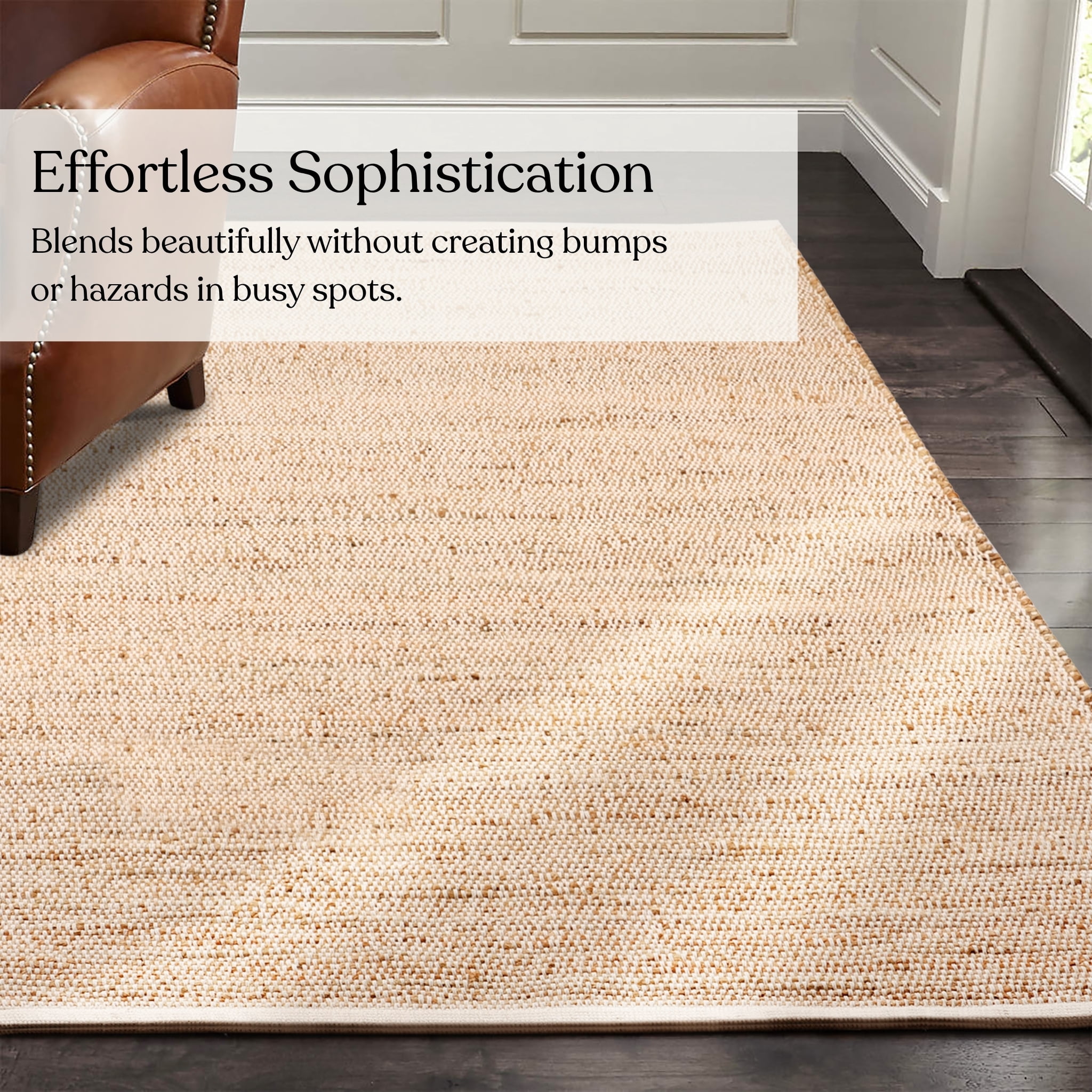 Delara Handwoven Jute and Cotton Area Rug – Natural Rug, Farmhouse Accent Rug for Living Room, Bedroom, or Entryway – Sustainable, Flatweave, Ivory , 4' X 6'