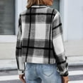 thumbnail image 4 of qucoqpe Women's Cropped Flannel Plaid Shacket Casual Button Down Lapel Long Sleeve Shirt Jacket 2025 Fall Winter Fashion Coat Tops, 4 of 5