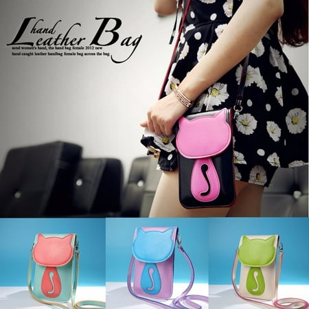 Fashion Lady Shoulder Bag Lovely Cat / Umbrella Phone Wallet Touch Screen Money Bag Outdoor Shopping Crossbody Bags Woman Gift