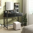 thumbnail image 7 of EnHomee Vanity Set with Mirror and Lights Vanity Desk with 2 Fabric Drawers & Charge Station Makeup Vanity Table with Lighted Mirror,Black, 7 of 7