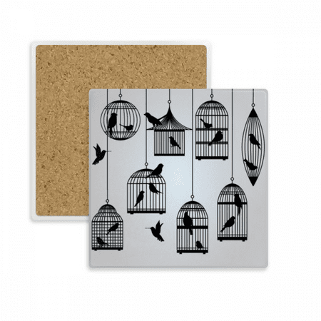 

Illustration Birds Cage Outline Square Coaster Cup Mat Mug Subplate Holder Insulation Stone