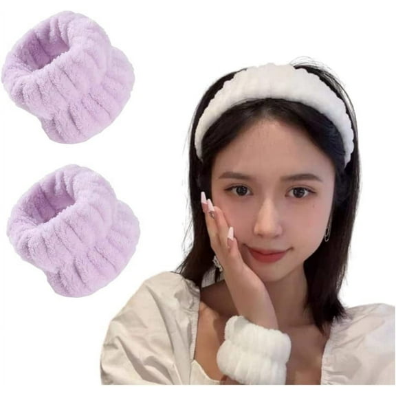 2 Pcs Wrist Spa Washband Water Guards Wash Arm Sweat Bands Towels Microfiber Facewash Wristbands Scrunchies Wraps for Washing Face for Women No Drip Cleansing Cuffs Prevent Liquid