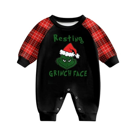 

Clearance Before Christmas！Gotyou Family Grinch Pajamas Christmas Prints Family Matching Long Sleeve Tops+Pants Set Family Matching Sets
