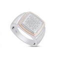 thumbnail image 3 of AFFY Two Tone Cluster Ring for Men, 0.10CT Natural Diamond 14K White Gold over Silver-14, 3 of 5