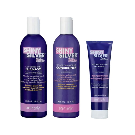 ONE N ONLY Shiny Silver - (Shampoo Conditioner) 12 oz Reconstructive Treatment 8 oz