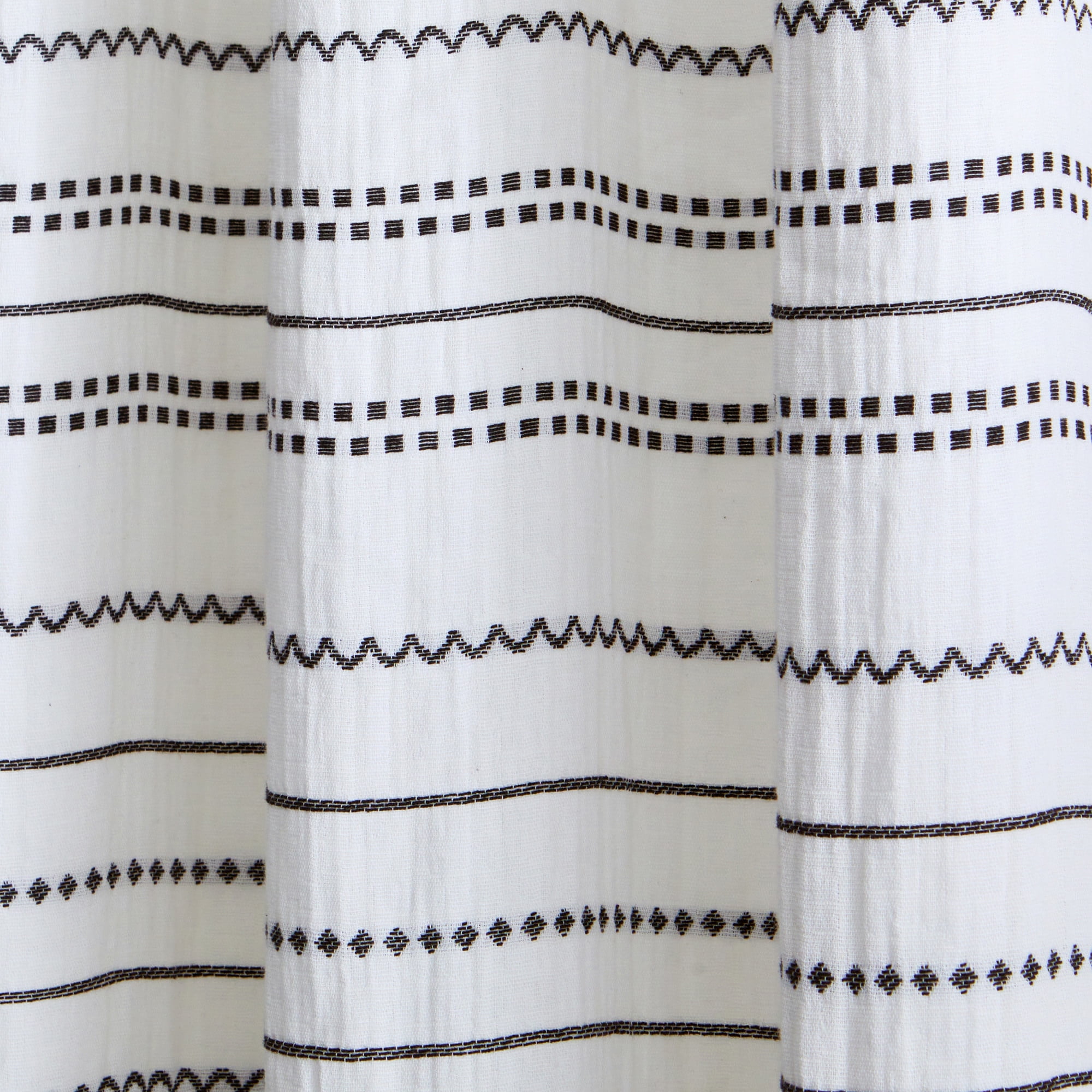 Better Homes & Gardens Crafted Woven Shower Curtain, Vanilla Dream/ Rich Black, 72 W x 72 L, 1 Piece, Recycled Polyester, BCI Cotton