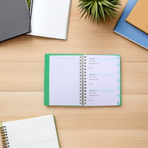 WRITWAA Multifunctional Password and Address Book Spiral Notebook with Nonbleeding Paper