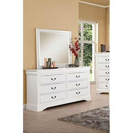 Louis Philippe White 6 Drawer Dresser And Mirror Walmart Com