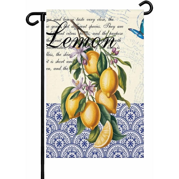 Lemon Garden Flag 12 x 18 Double Sided Summer Yellow Fruit Welcome Yard Flag for Outdoor Garden Holiday Party Decorations All Seasons