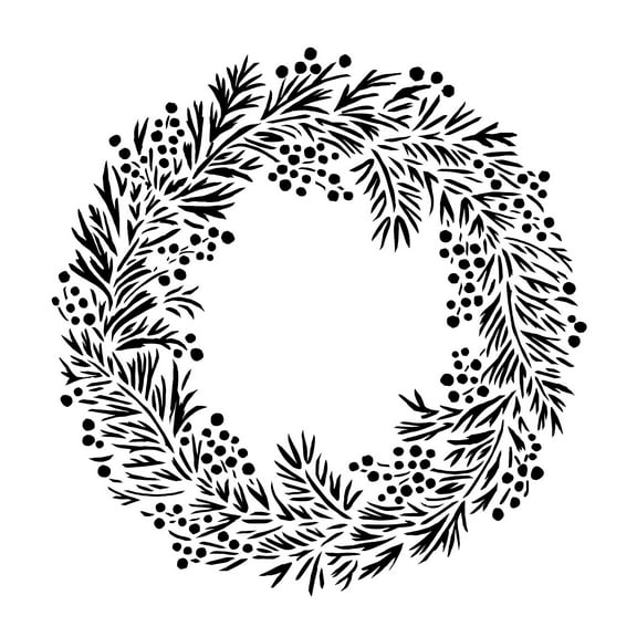 Holiday Wreath (10 mil Plastic) | FS122 by Designer Stencils | Decor Stencils for Painting on Wood, Wall, Tile, Canvas, Paper, Fabric, Furniture and Floor | Reusable Stencil