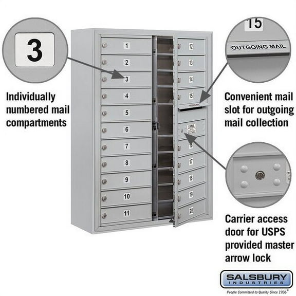 Salsbury Industries Surface Mounted 21 Door Front Load 4C Horizontal Mail Center