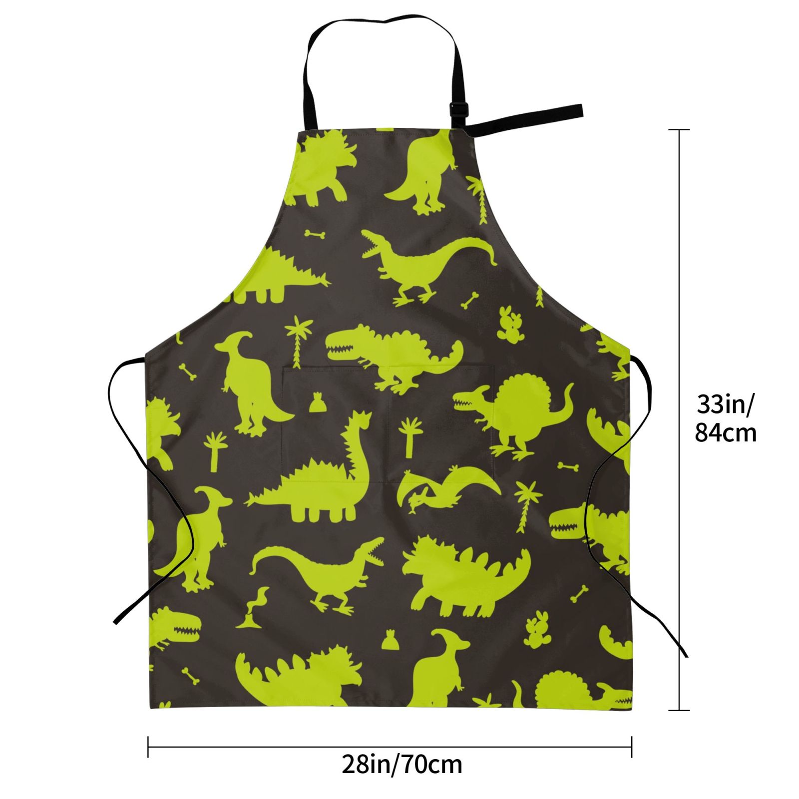 Kdxio Cute Cartoon Dinosaurs Green Silhouette Pattern Apron with Pockets Adjustable Kitchen Aprons for Men Women Waterproof Aprons for Cooking,Drawing,Crafting, Baking Household Cleaning