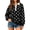 Black, variant on Women's Dotted Pattern Long Sleeve Collared Polo Shirt Casual Daily Wear Top