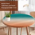 thumbnail image 3 of Teal Burnt Orange Ombre Round Tablecloth 45-54 Inch Round Fitted Table Cloth with Elastic Edge, Modern Gradient Abstract Art Waterproof Table Cover Protector for Outdoor Picnic Party Dining, 3 of 9