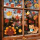 thumbnail image 5 of Pegatinas para ventana de Acción de Gracias | Pack de 6 pegatinas decorativas de hojas de arce y pavo | Adhesivo estático de PVC para puertas y ventanas de vidrio | Decoración navideña reutilizable, 5 of 6